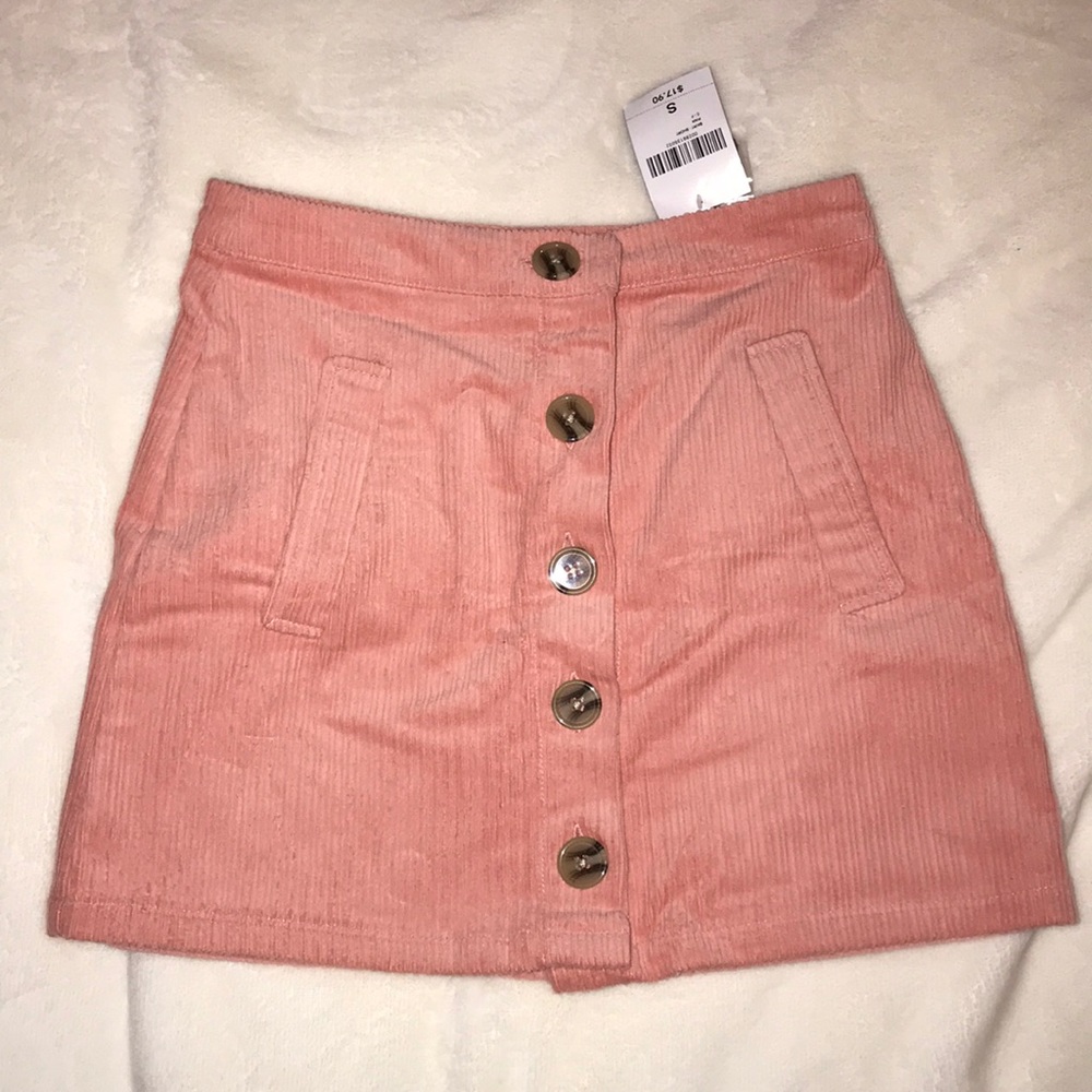 pink corduroy skirt